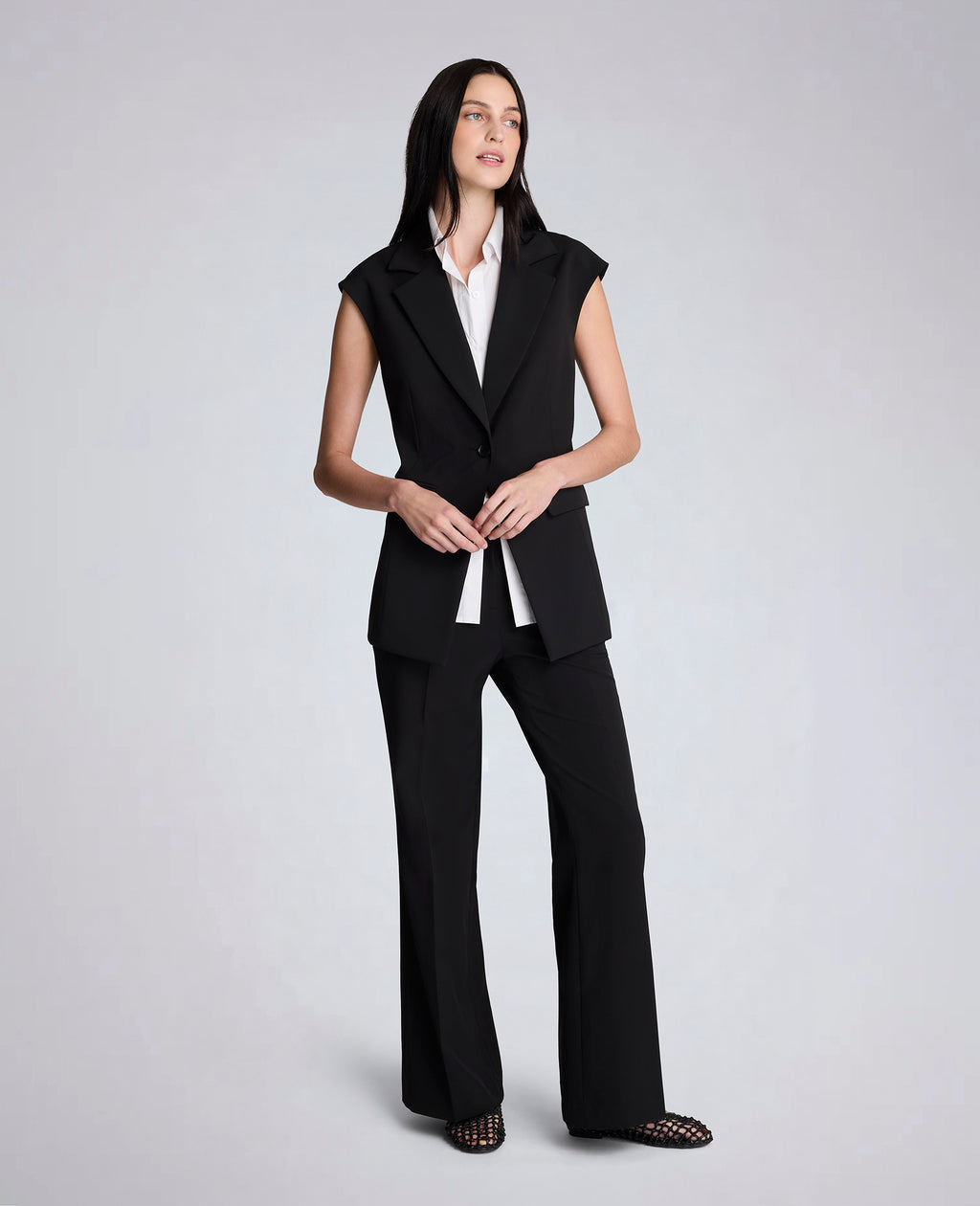 Luxe Twill Vest With Faux Shirt