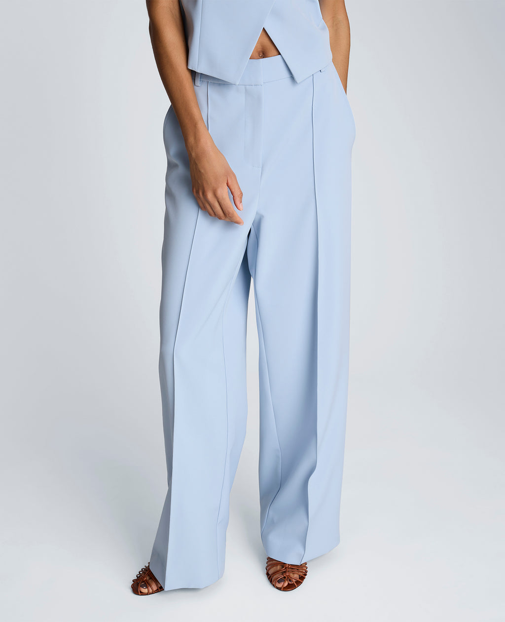 Kenneth Cole - Fly Front High Rise Wide Leg Pintuck Pant WOMENS PANTS for Women 