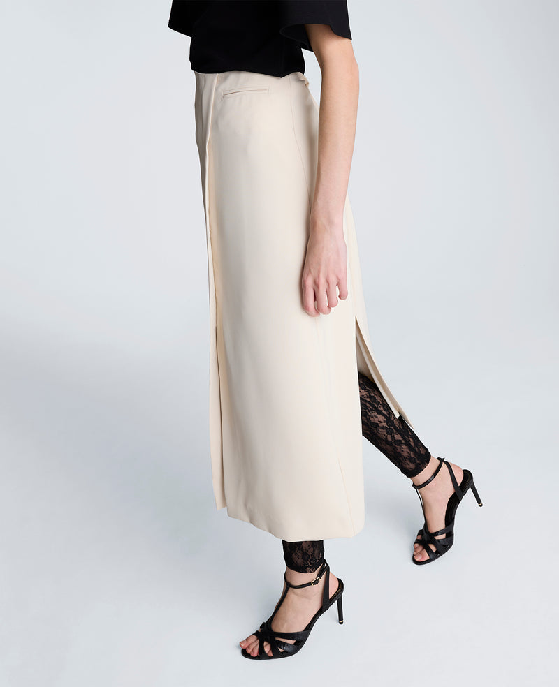 Kenneth Cole - Midi Skirt with Hollywood Waist and Center Slit WOMENS SKIRTS for Women