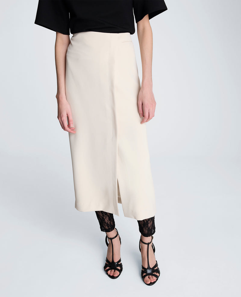 Kenneth Cole - Midi Skirt with Hollywood Waist and Center Slit WOMENS SKIRTS for Women