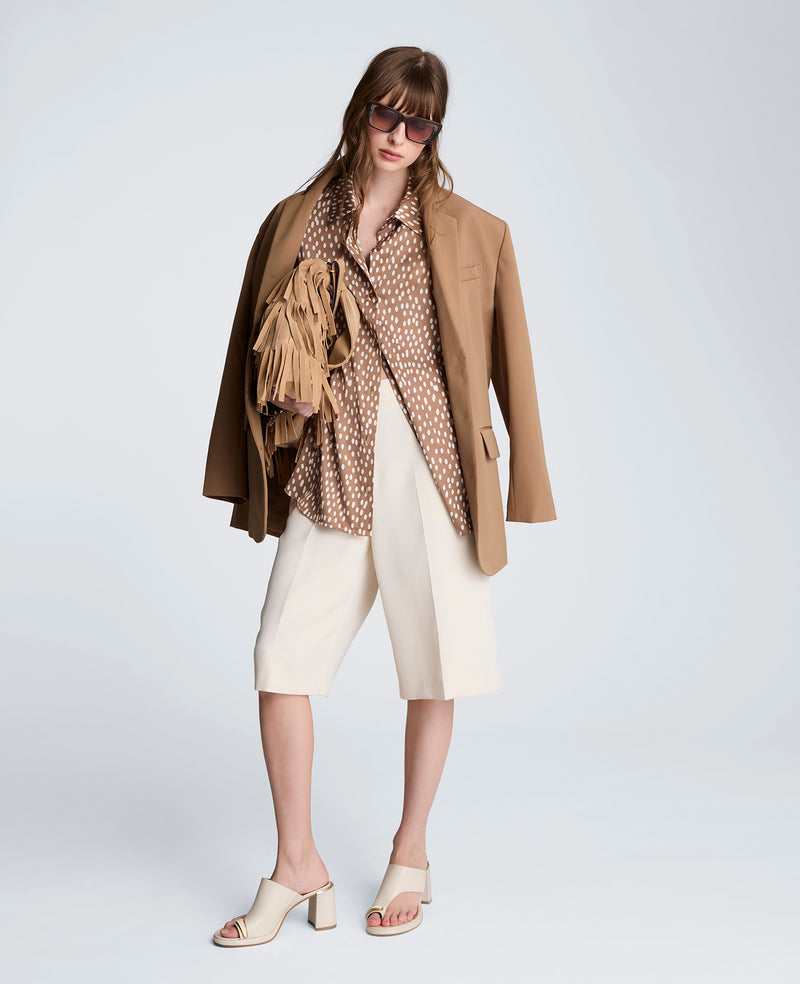 Kenneth Cole - Oversized Satin Button Front Shirt with Long Sleeves WOMENS TOPS for Women