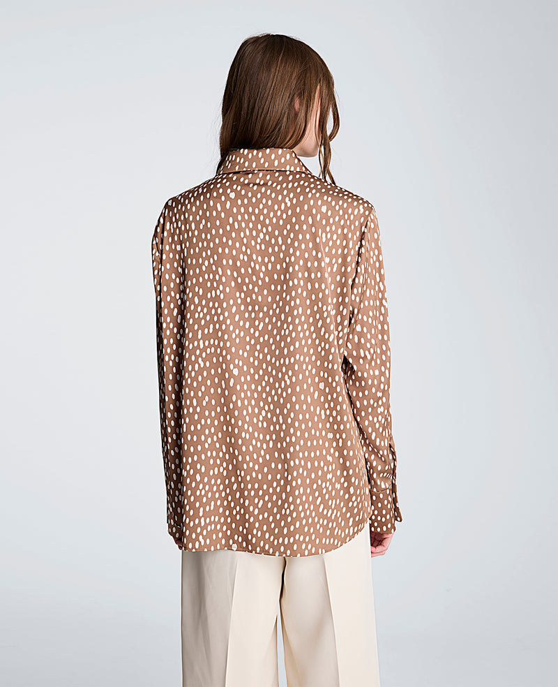 Kenneth Cole - Oversized Satin Button Front Shirt with Long Sleeves WOMENS TOPS for Women