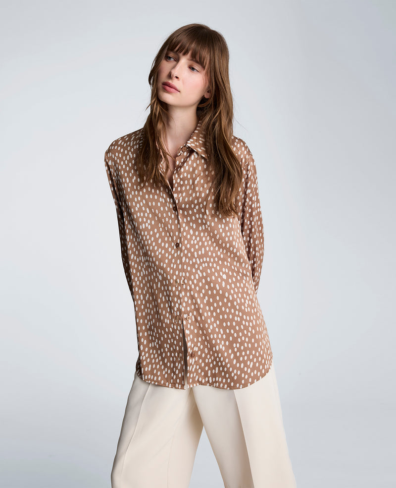 Kenneth Cole - Oversized Satin Button Front Shirt with Long Sleeves WOMENS TOPS for Women