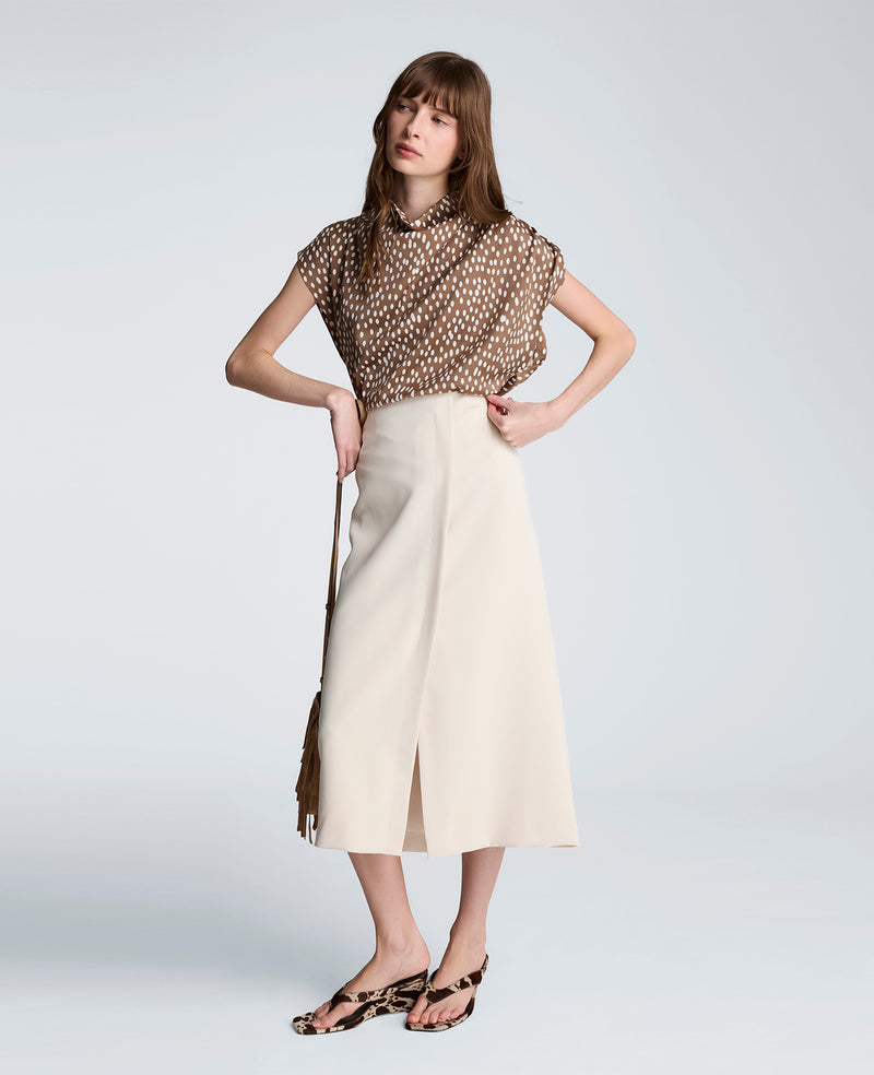 Kenneth Cole - Belted Drape Neck Satin Top WOMENS TOPS for Women