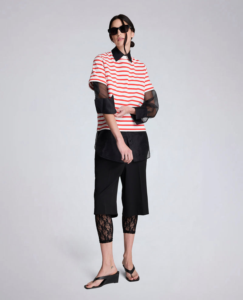 Kenneth Cole - Cotton Crew Neck Stripe Tee WOMENS TOPS for Women