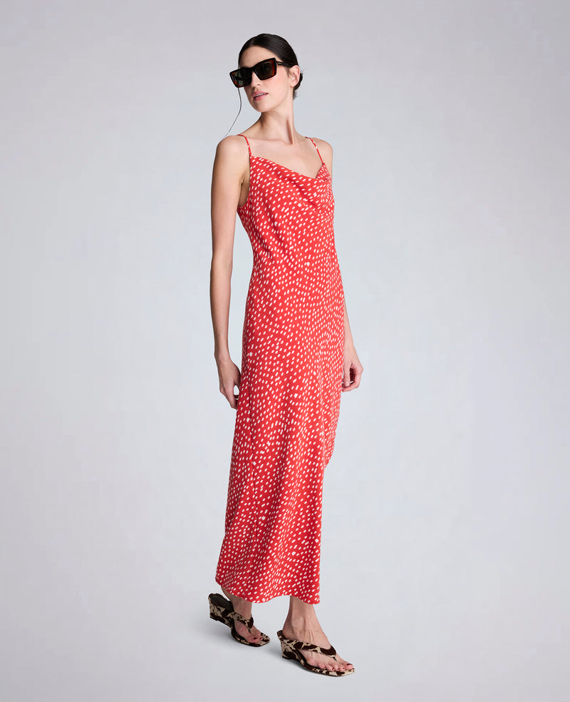 satin cowl midi slip dress Satin Cowl Slip Wrap Midi Dress Rust Brown