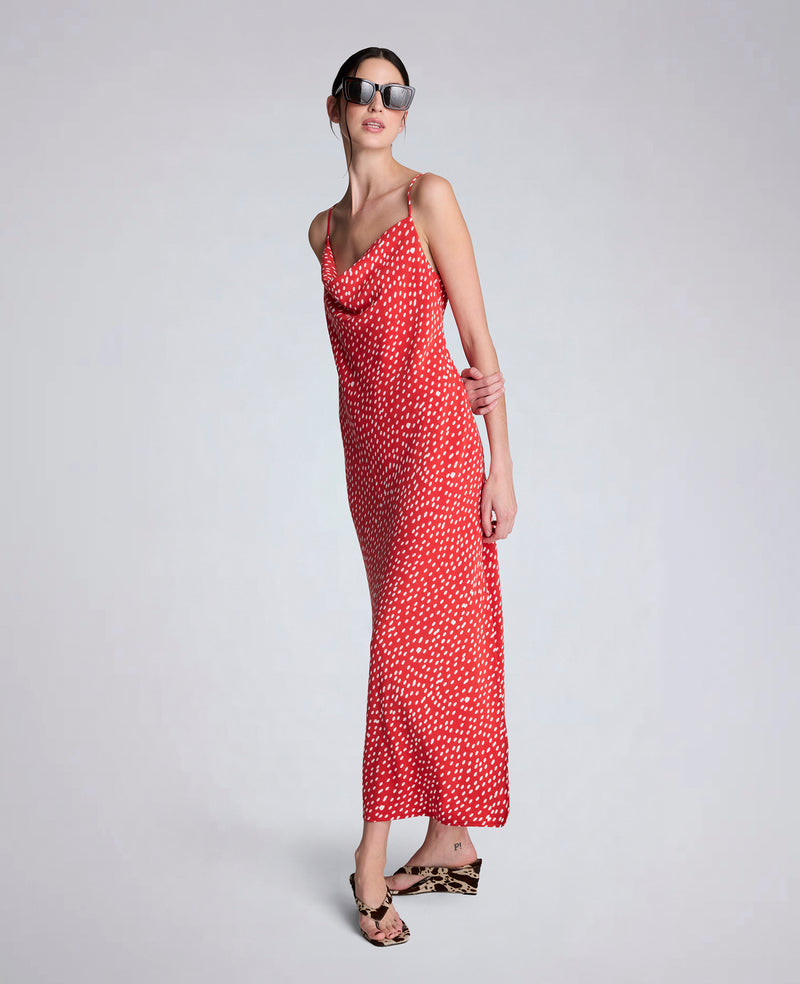 Kenneth Cole - Polka Dot Satin Cowl Neck Slip Dress WOMENS DRESS for Women