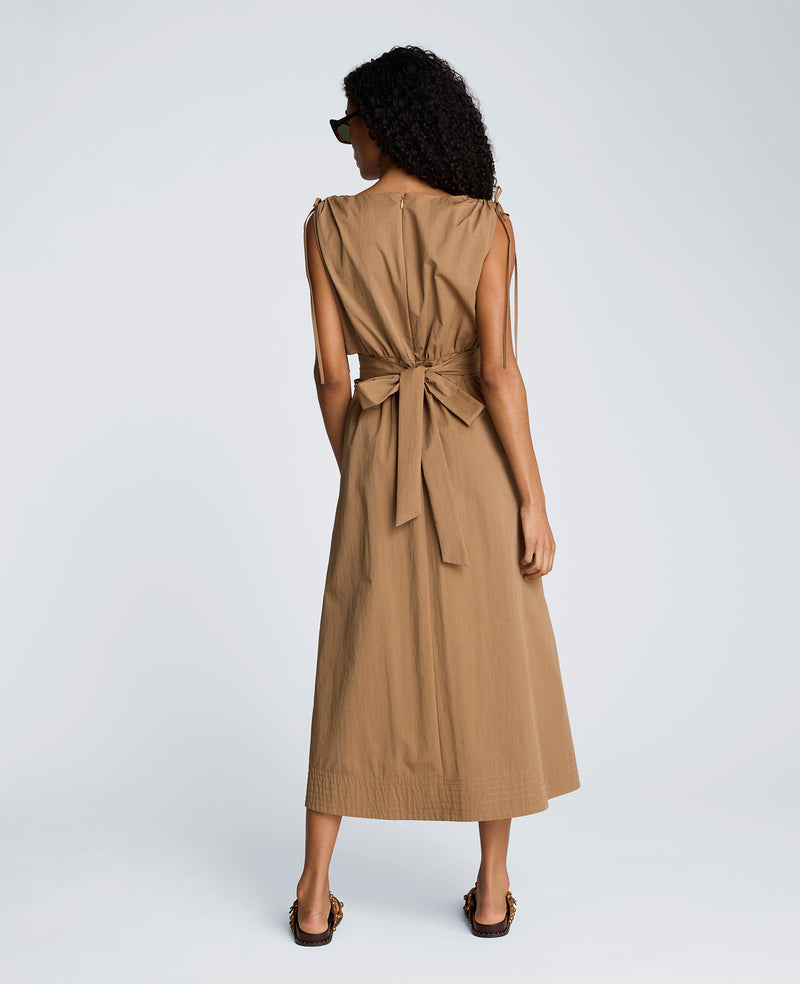 Kenneth Cole - Ruched Waist Midi Dress with Tie Shoulder WOMENS DRESS for Women