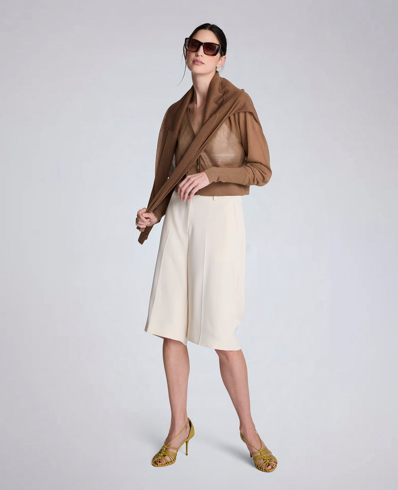 Kenneth Cole - Sheer Cropped Cardigan with Saddle Shoulders WOMENS SWEATER for Women