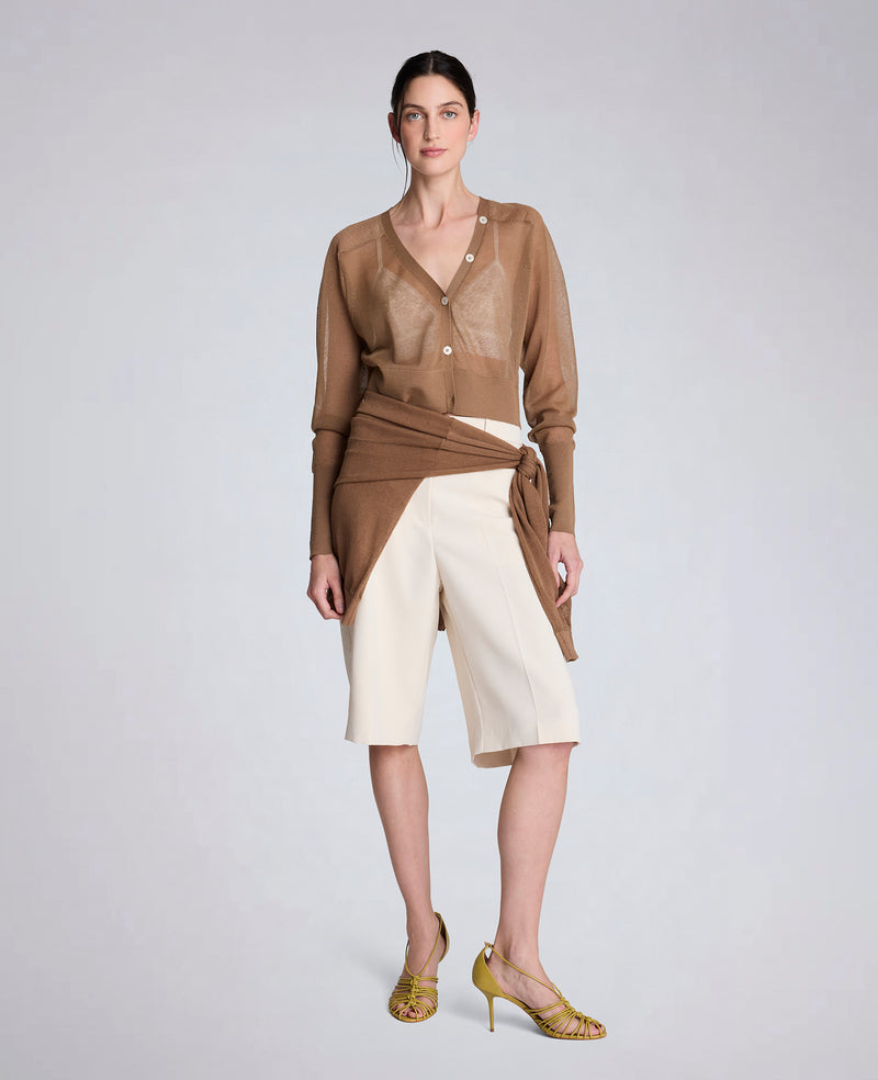 Kenneth Cole - Sheer Cropped Cardigan with Saddle Shoulders WOMENS SWEATER for Women