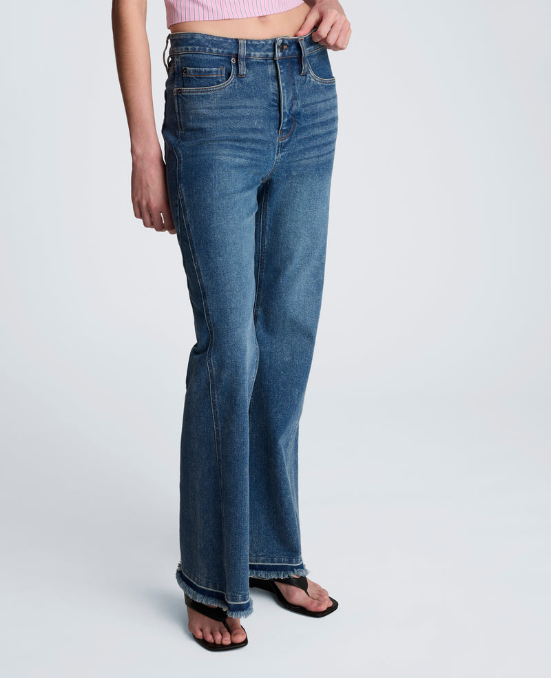 Kenneth Cole - High Rise Flare Leg Jeans with Released Hem WOMENS DENIM for Women