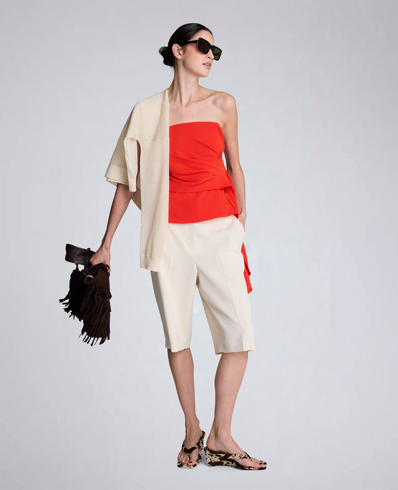 Kenneth Cole - Luxe Twill Draped Front Bustier WOMENS SHIRTS for Women