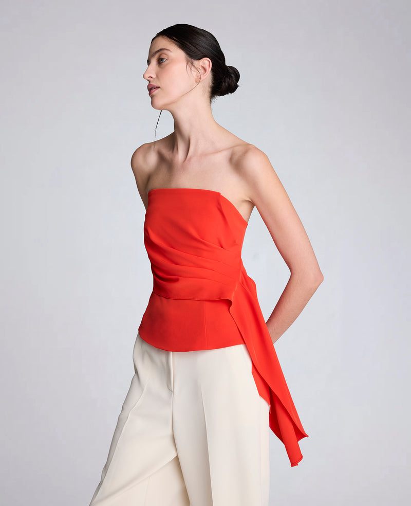 Kenneth Cole - Luxe Twill Draped Front Bustier WOMENS SHIRTS for Women