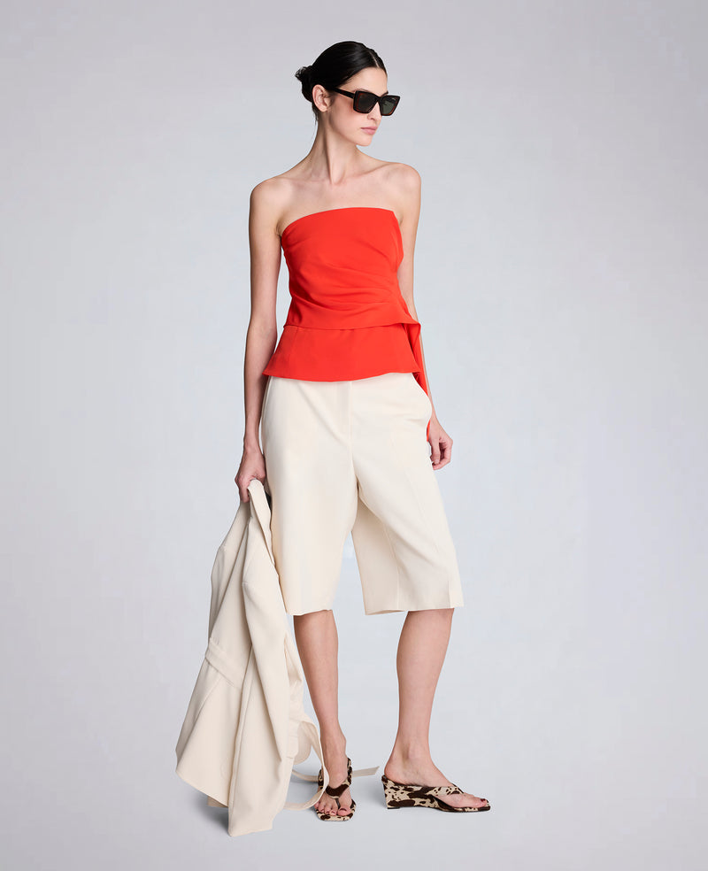 Kenneth Cole - Luxe Twill Draped Front Bustier WOMENS SHIRTS for Women