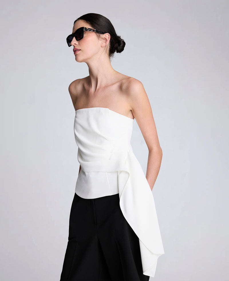 Kenneth Cole - Luxe Twill Draped Front Bustier WOMENS SHIRTS for Women