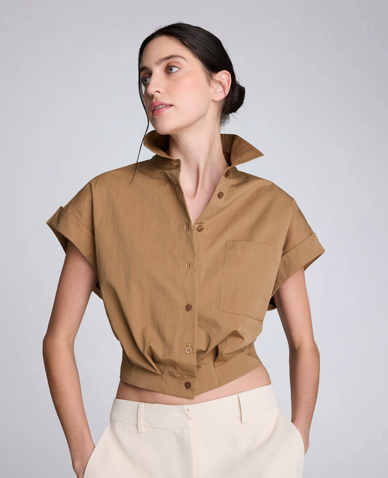 Kenneth Cole - Poplin Cropped Short Sleeve Shirt WOMENS SHIRTS for Women