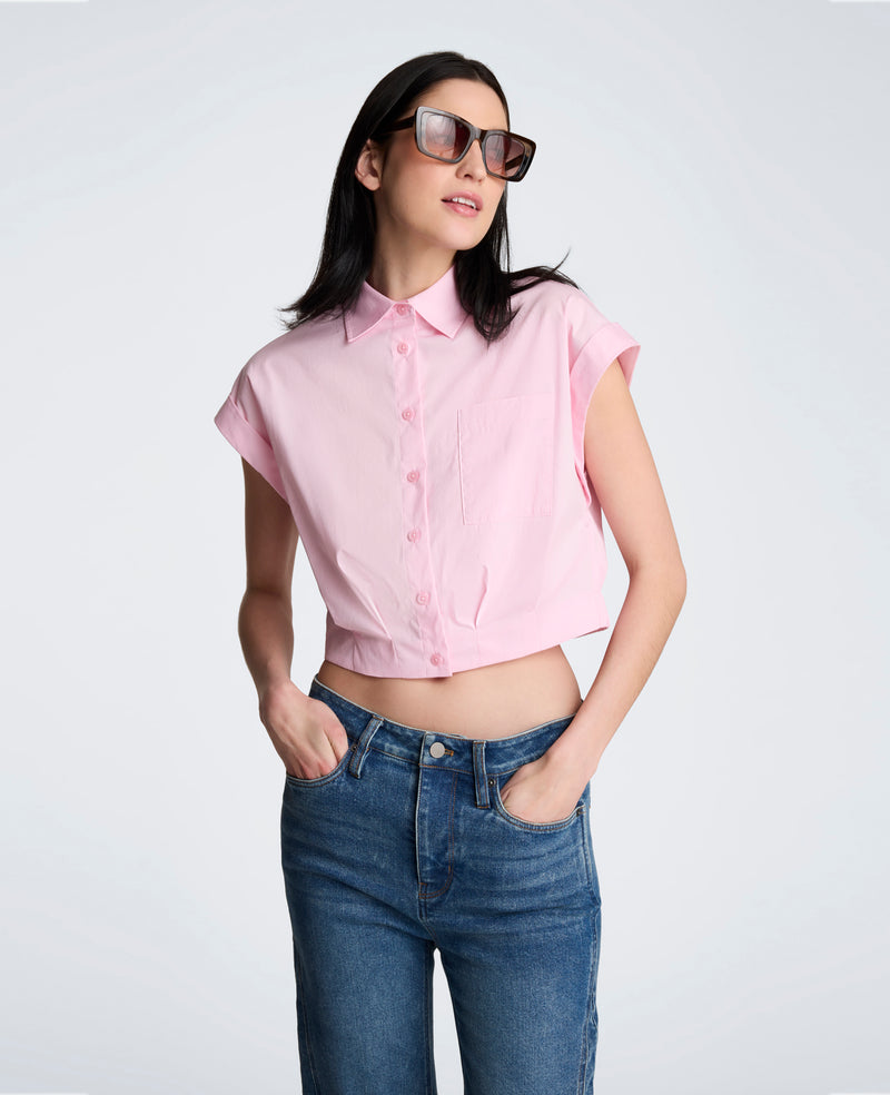 Kenneth Cole - Cropped Short Sleeve Shirt WOMENS SHIRTS for Women