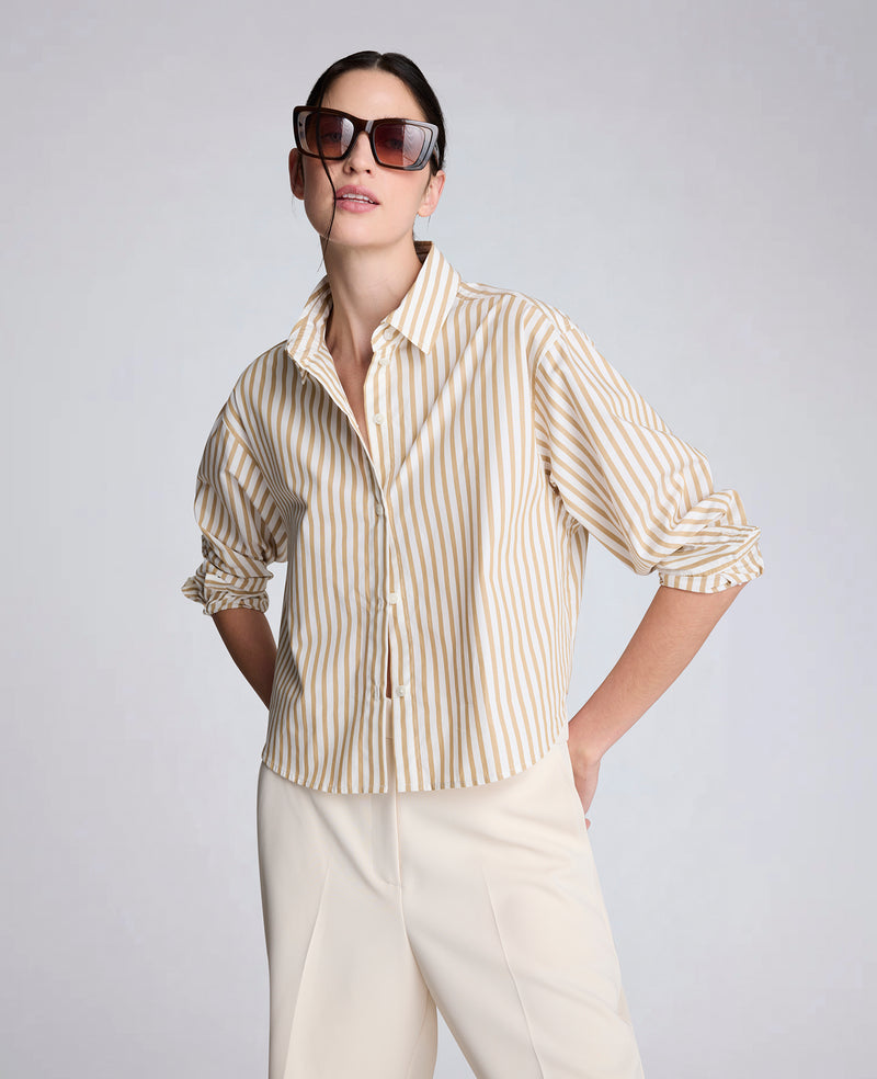 Kenneth Cole - Poplin Cropped Button Front Shirt with Long Sleeves WOMENS SHIRTS for Women