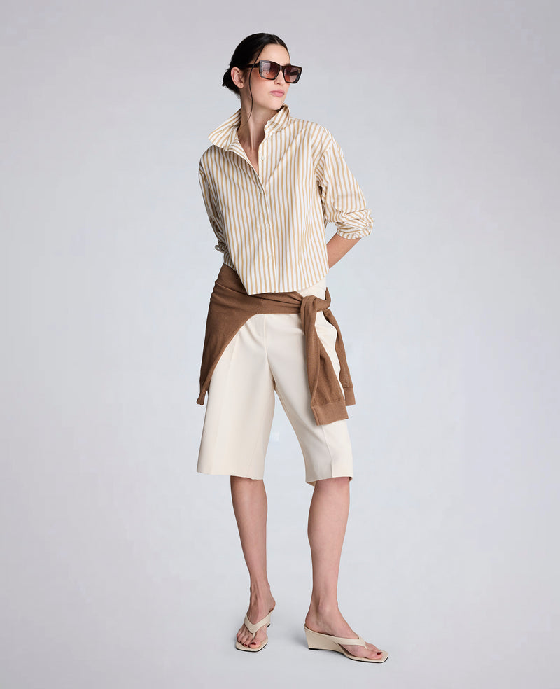 Kenneth Cole - Poplin Cropped Button Front Shirt with Long Sleeves WOMENS SHIRTS for Women