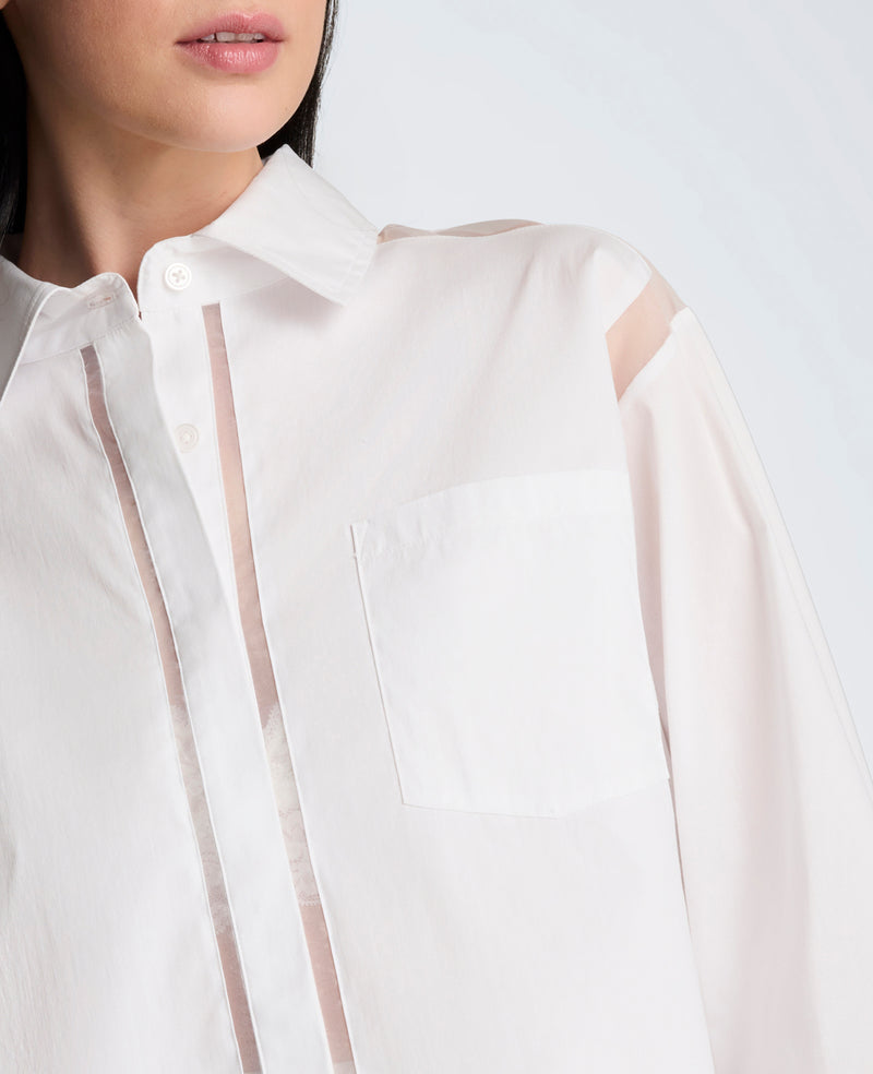 Kenneth Cole - Crop Poplin Shirt with Combo Panels WOMENS SHIRTS for Women