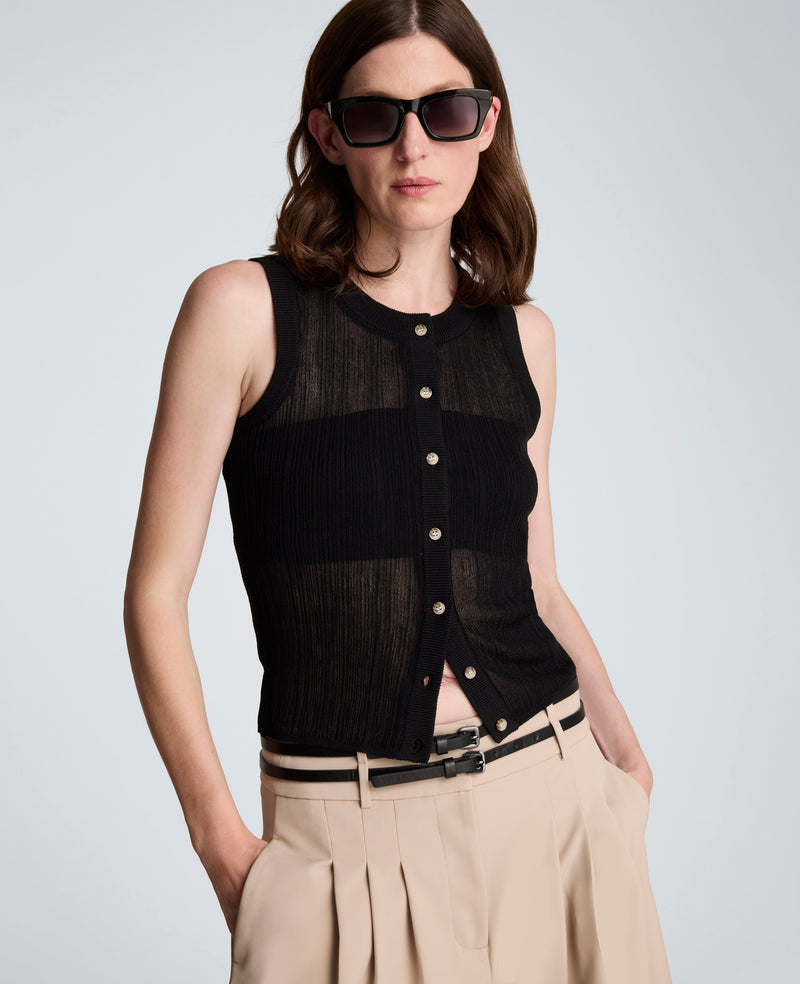 Kenneth Cole - Sheer Varigated Rib Vest WOMENS SWEATER for Women