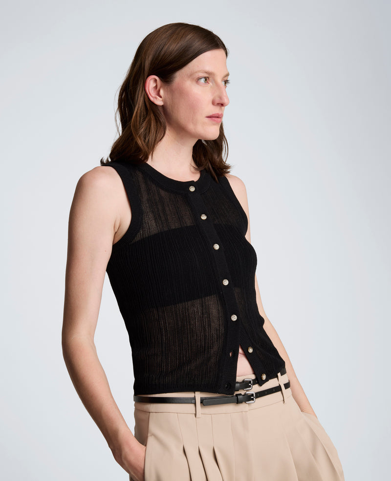 Kenneth Cole - Sheer Varigated Rib Vest WOMENS SWEATER for Women