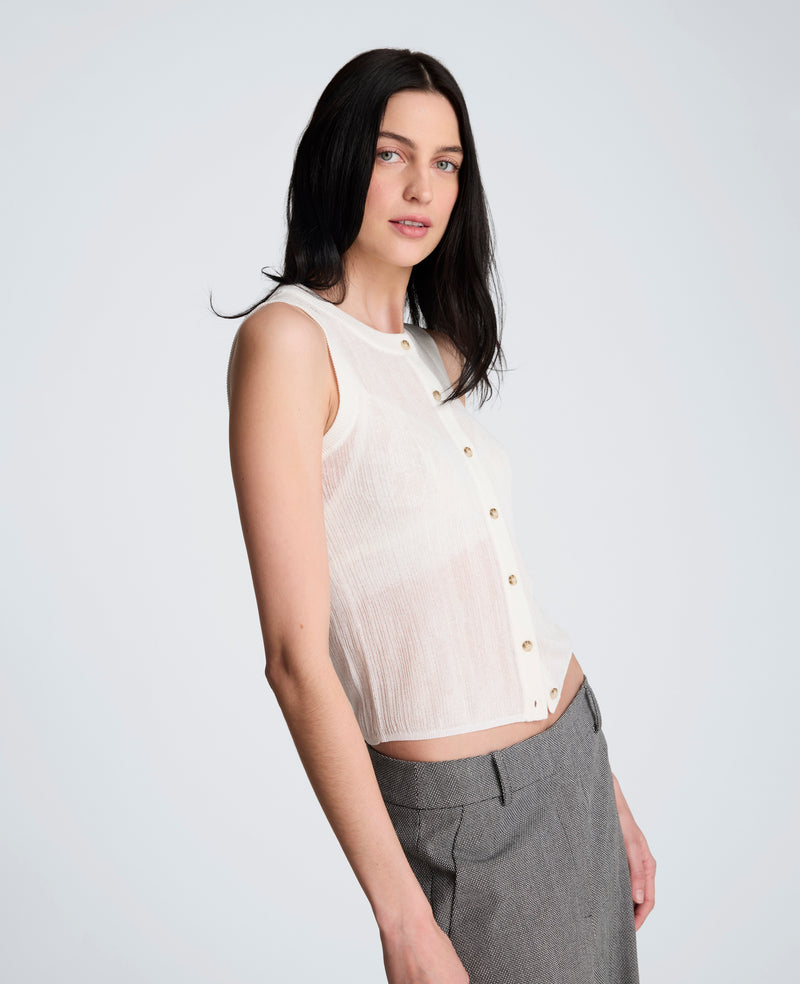 Kenneth Cole - Sheer Varigated Rib Vest WOMENS SWEATER for Women