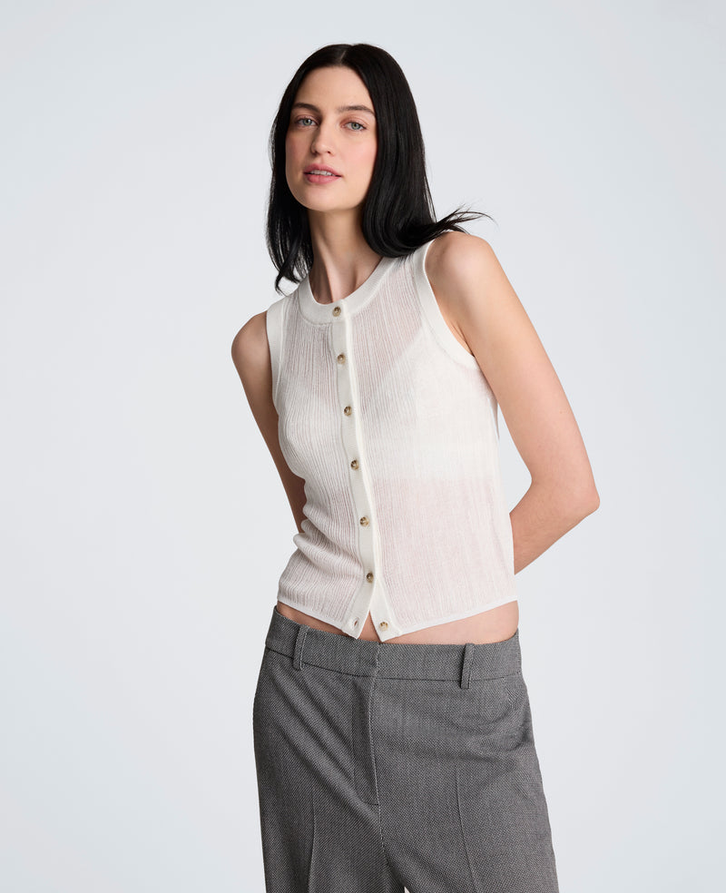 Kenneth Cole - Sheer Varigated Rib Vest WOMENS SWEATER for Women