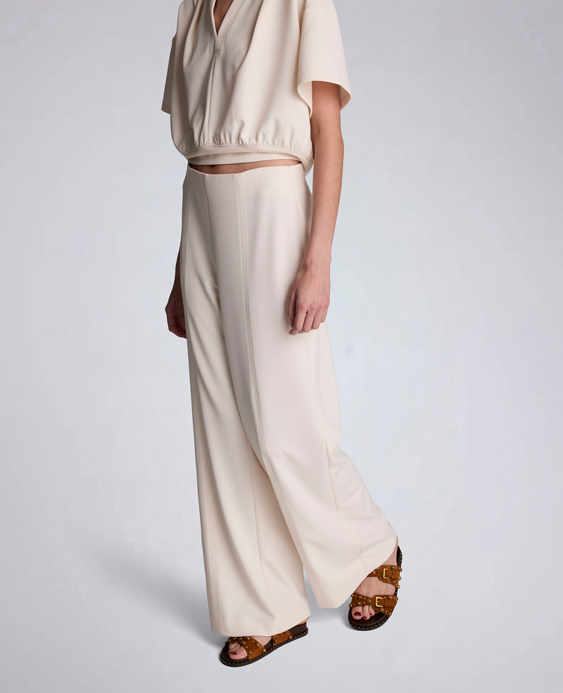 Kenneth Cole - Crepe High Rise Pull-On Hollywood Waist Wide Leg Pant WOMENS PANTS for Women