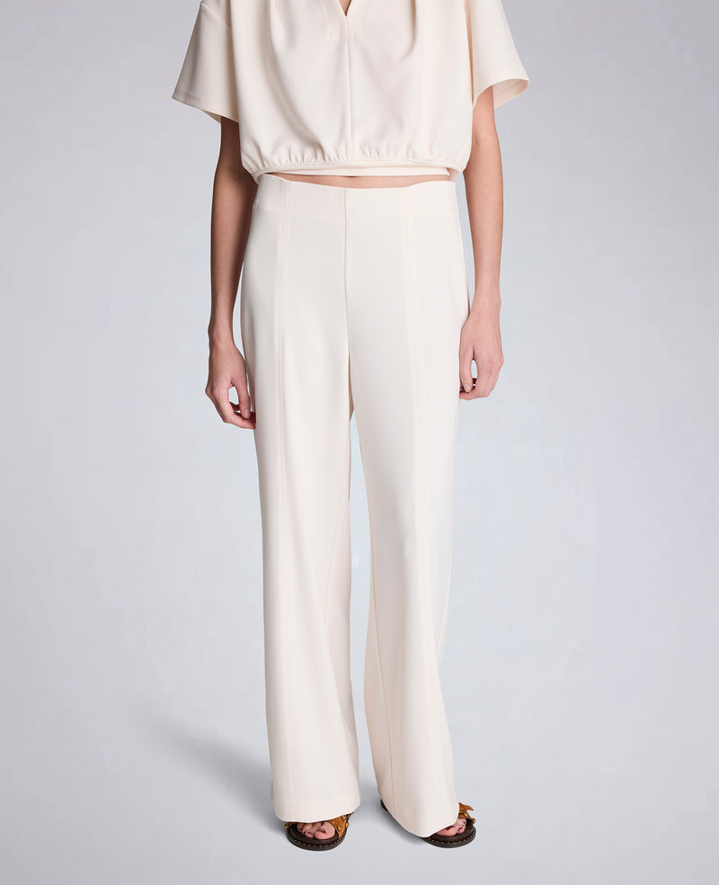 Kenneth Cole - Crepe High Rise Pull-On Hollywood Waist Wide Leg Pant WOMENS PANTS for Women