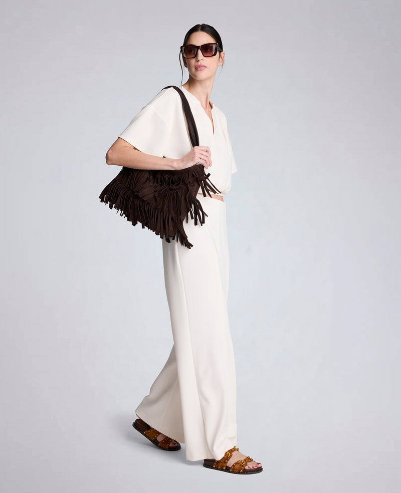 Kenneth Cole - Crepe High Rise Pull-On Hollywood Waist Wide Leg Pant WOMENS PANTS for Women