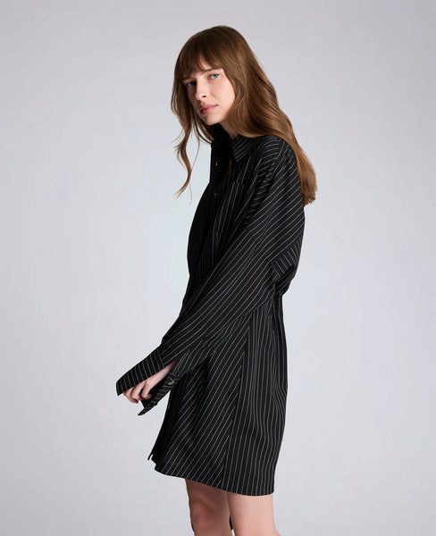 chinese dress ladies Justine Striped Shirt Dress OffWhite/Yellow / L