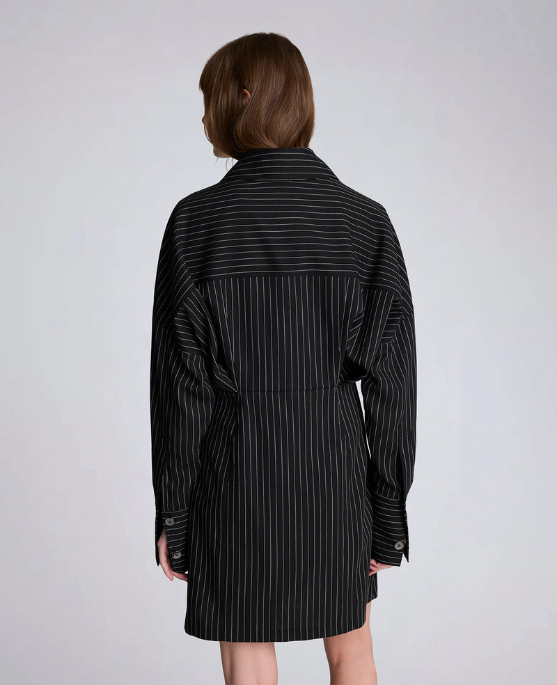 Kenneth Cole | Pinstripe Shirt Dress in WHITEWASH/BLACK, Size: 8 Kenneth Cole | Pinstripe Shirt Dress in WHITEWASH/BLACK, Size: 8