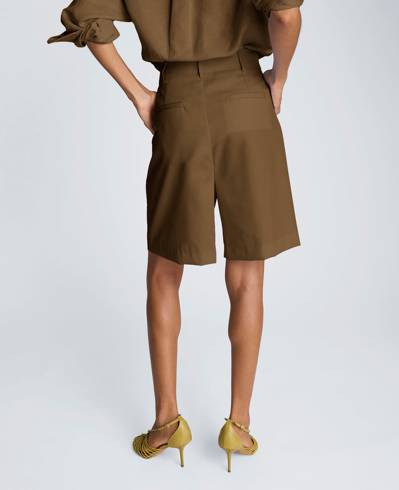 Kenneth Cole - Fly Front High Rise Pleated Bermuda Short WOMENS SHORTS for Women