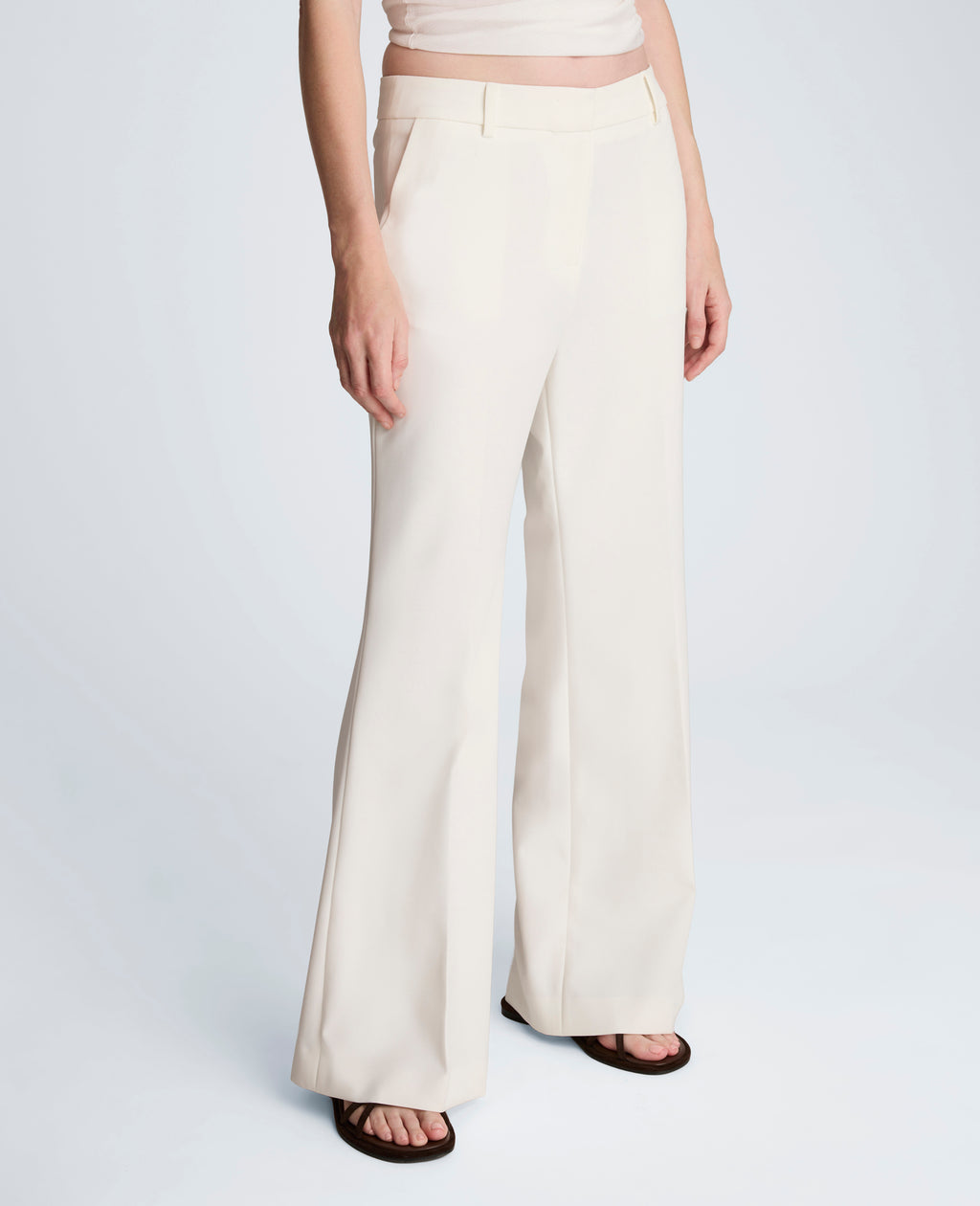 Kenneth Cole - Luxe Twill Fly Front Flare Pant Mid Rise WOMENS PANTS for Women 