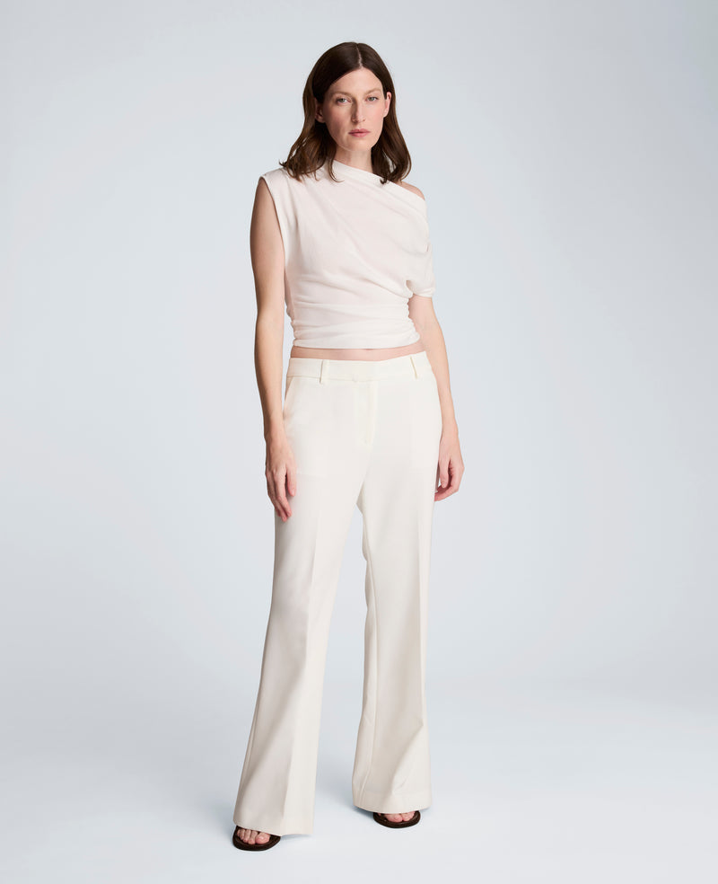 Kenneth Cole - Luxe Twill Fly Front Flare Pant Mid Rise WOMENS PANTS for Women