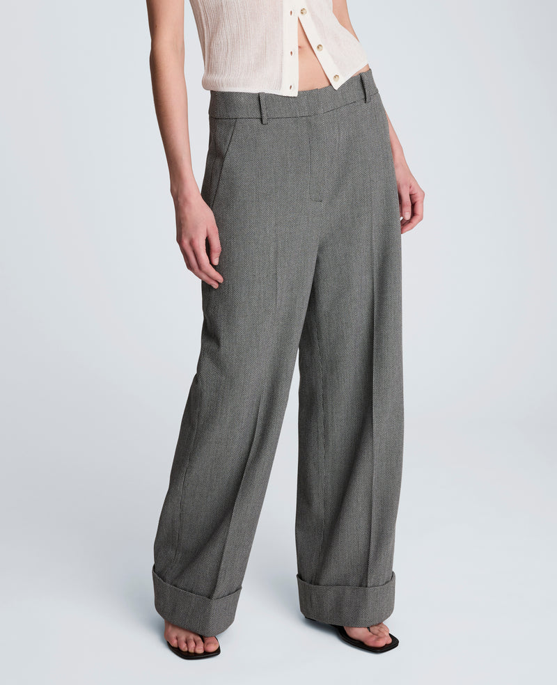 Kenneth Cole - High Rise Fly Front Wide Leg Pleated Cuffed Pant WOMENS PANTS for Women