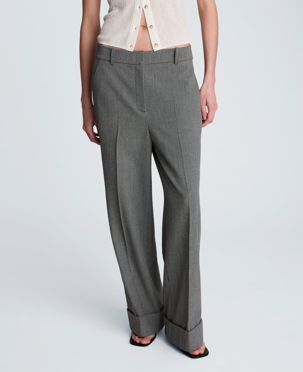Kenneth Cole - High Rise Fly Front Wide Leg Pleated Cuffed Pant WOMENS PANTS for Women 