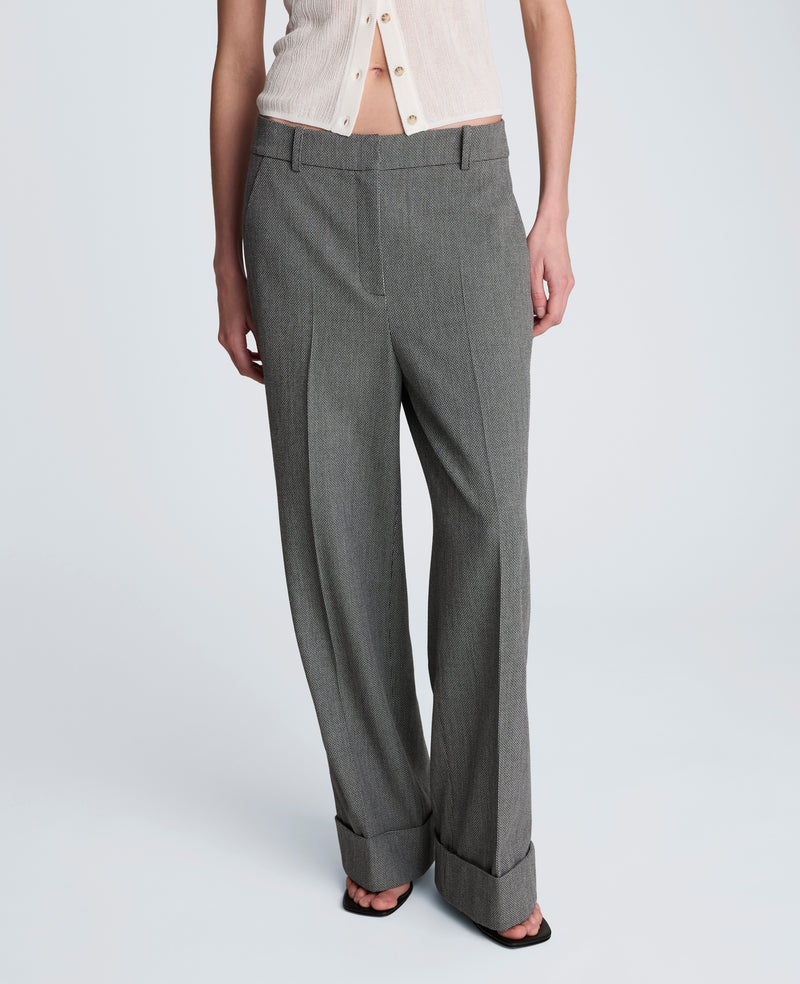 Kenneth Cole - High Rise Fly Front Wide Leg Pleated Cuffed Pant WOMENS PANTS for Women