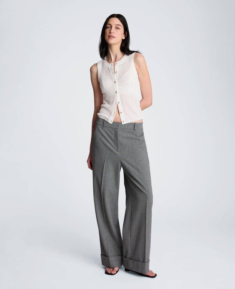 Kenneth Cole - High Rise Fly Front Wide Leg Pleated Cuffed Pant WOMENS PANTS for Women