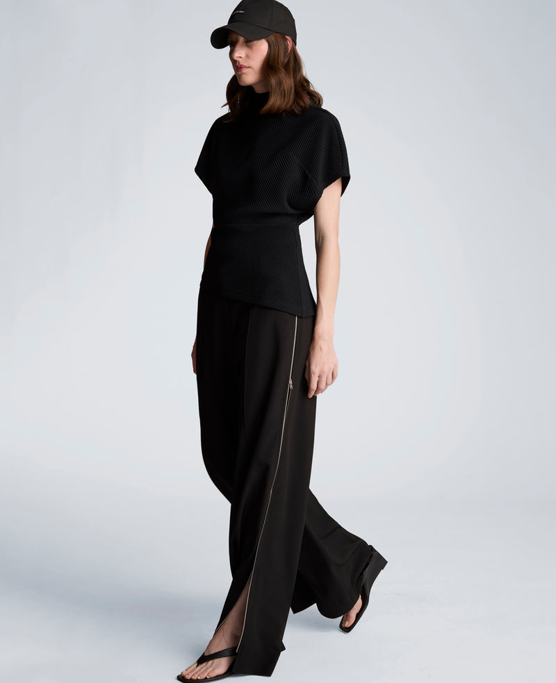 Kenneth Cole - Fly Front High Rise Wide Leg Zipper Pintuck Pant WOMENS PANTS for Women