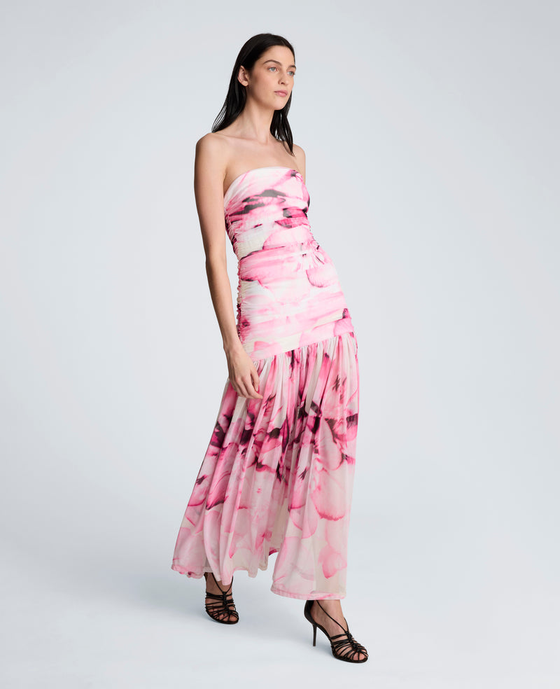 Kenneth Cole - Printed Mesh Strapless Maxi Dress WOMENS DRESS for Women