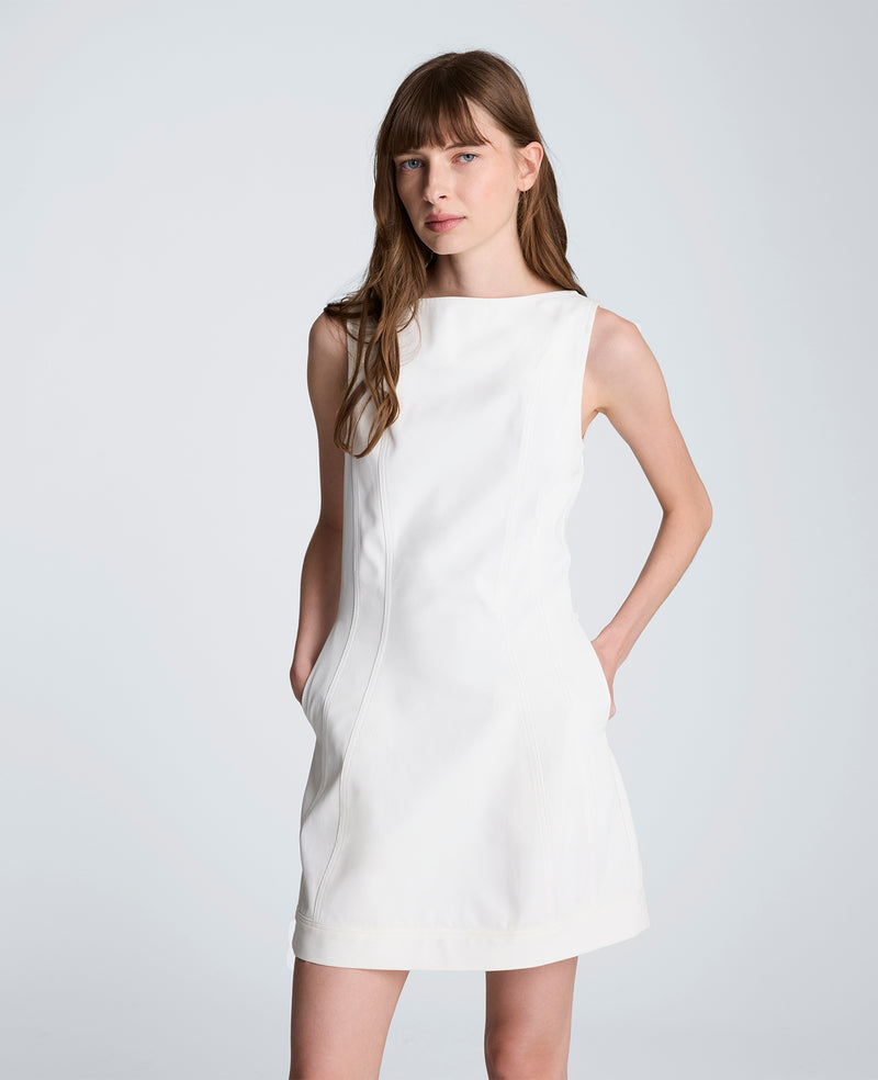 Kenneth Cole | Boat Neck Sculpt Mini Dress in NATURAL WHITE, Size: 10 Kenneth Cole | Boat Neck Sculpt Mini Dress in NATURAL WHITE, Size: 10