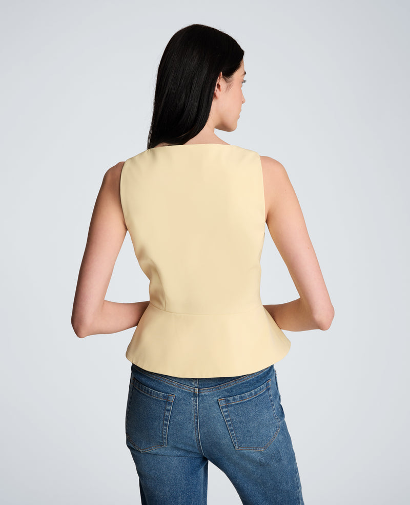 Kenneth Cole - Vision Twill Four Button Curved Peplum Vest WOMENS JACKET for Women