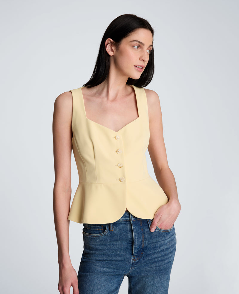Kenneth Cole - Vision Twill Four Button Curved Peplum Vest WOMENS JACKET for Women