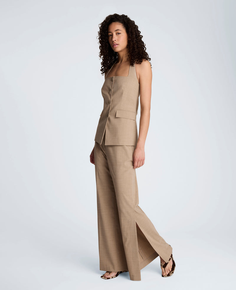 Kenneth Cole - Crosshatch Weave Four Button Halter Vest with Flap Pockets WOMENS JACKET for Women