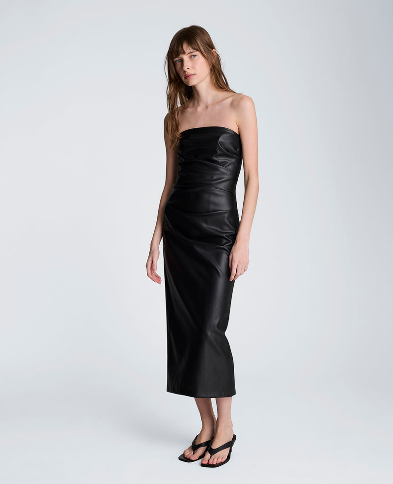 Kenneth Cole Women's Strapless Midi Tuck Dress - Black - Size 12 Kenneth Cole Women's Strapless Midi Tuck Dress - Black - Size 12