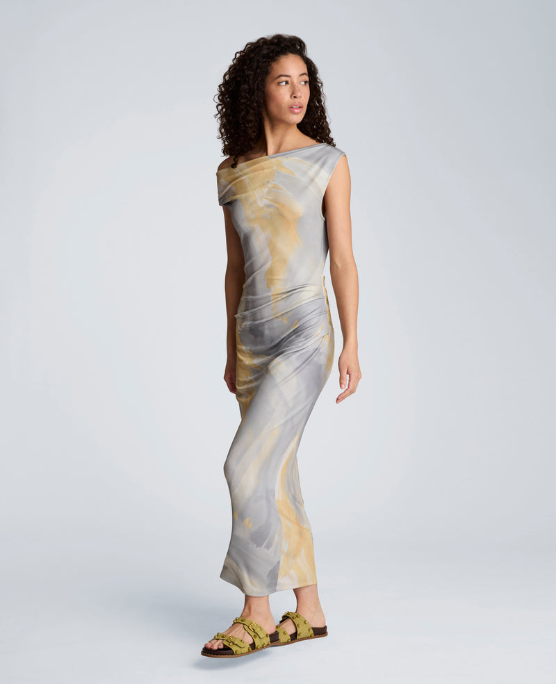 Kenneth Cole - Ruched Waist Midi Off-The-Shoulder Dress WOMENS DRESS for Women