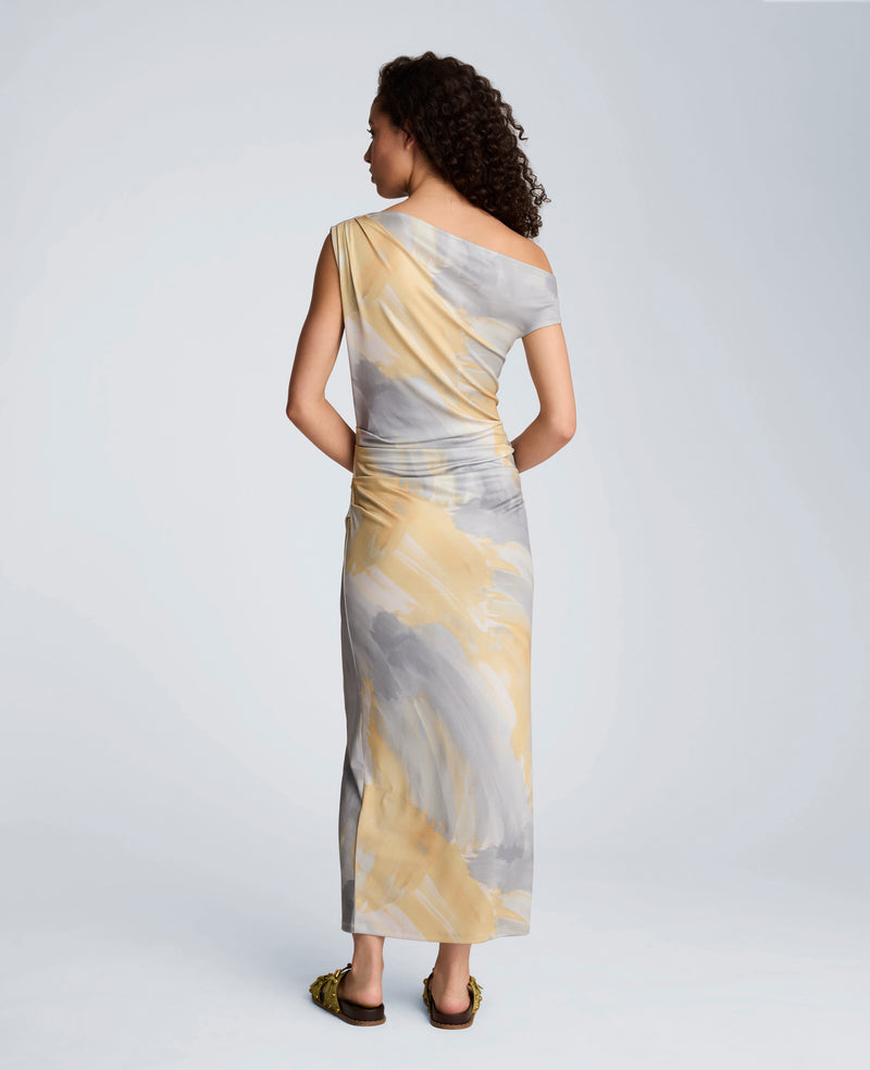 Kenneth Cole - Ruched Waist Midi Off-The-Shoulder Dress WOMENS DRESS for Women