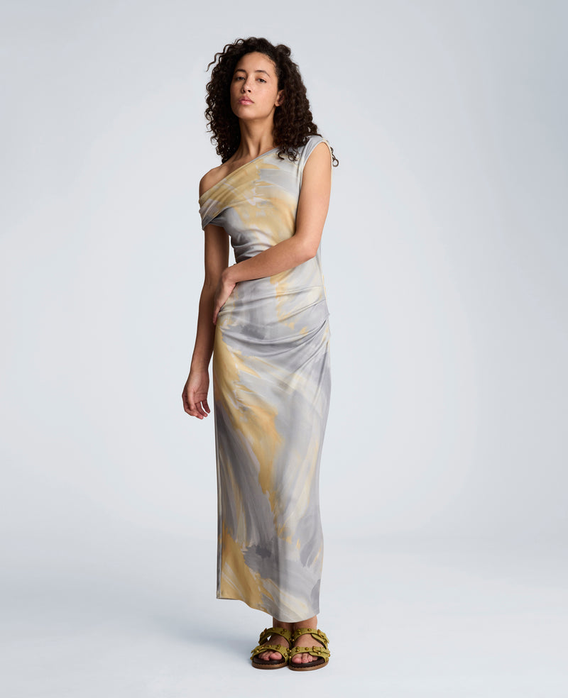 Kenneth Cole - Ruched Waist Midi Off-The-Shoulder Dress WOMENS DRESS for Women